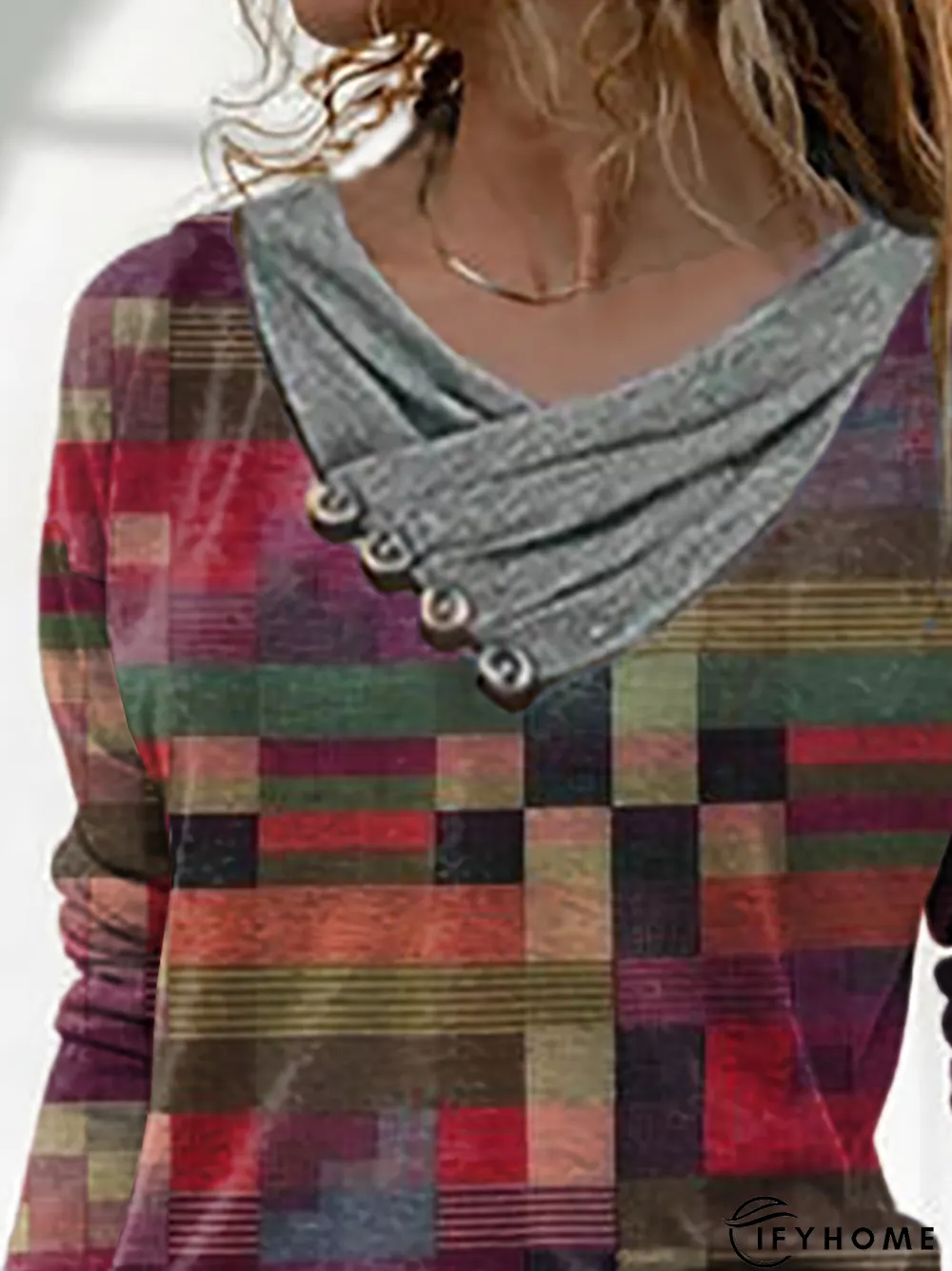Casual Plaid Printed Top | IFYHOME