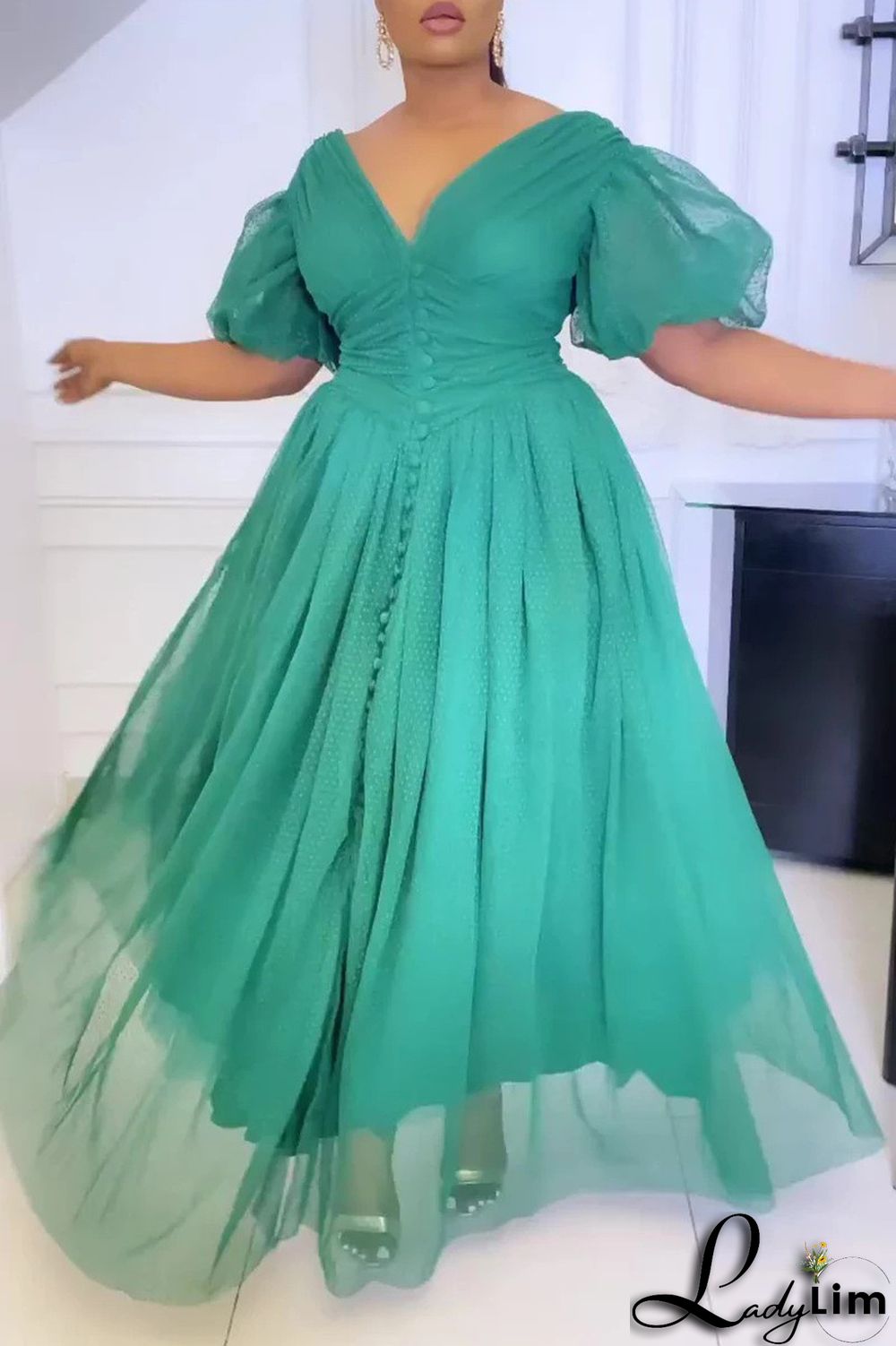 Purple Fashion Casual Solid Split Joint V Neck A Line Dresses