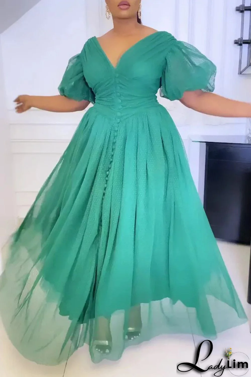 Purple Fashion Casual Solid Split Joint V Neck A Line Dresses