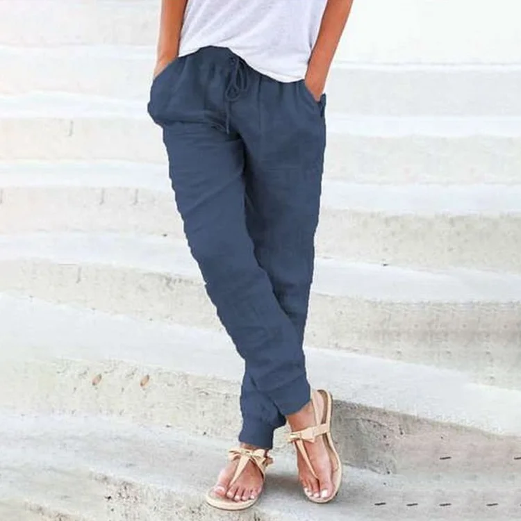 Simpfit Lässige Leinenhose aus Baumwolle mit Kordelzug für Damen