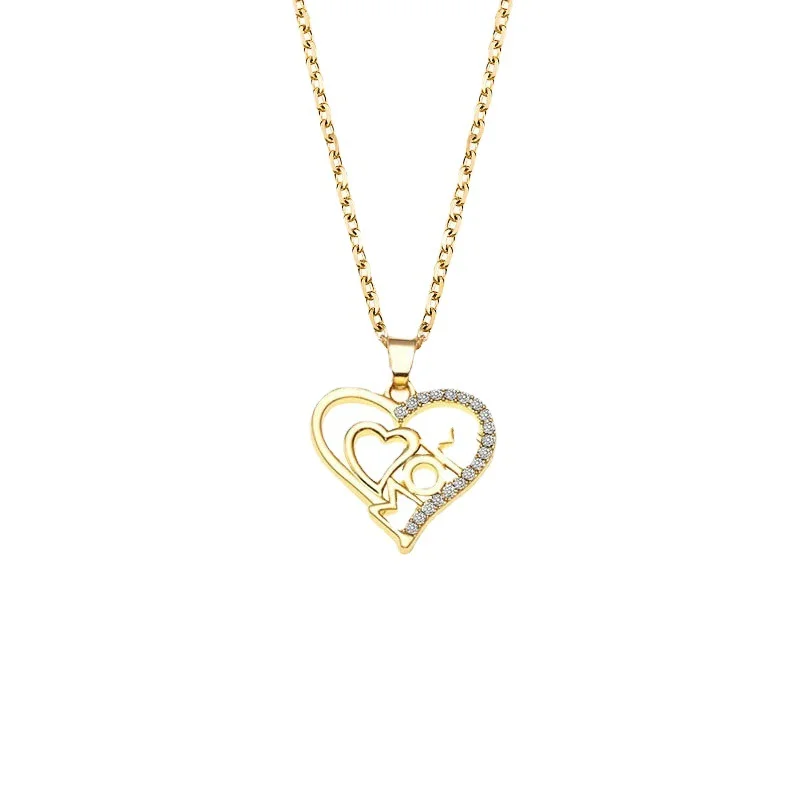 Heart Shape With Diamond Letter Necklace For Women