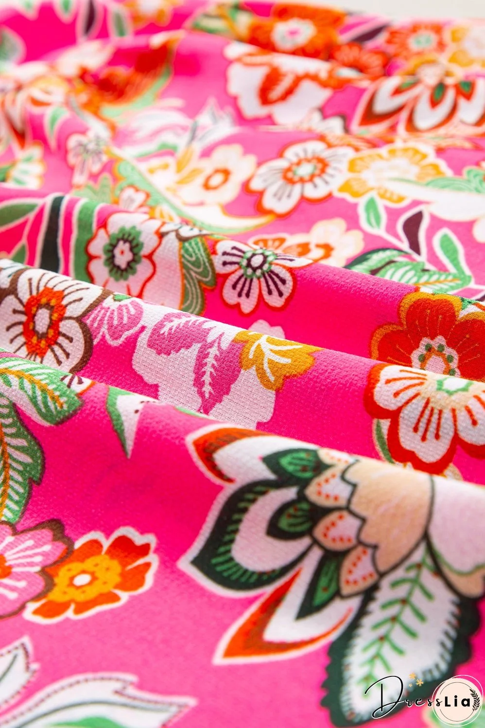 Rose Floral V Neck Ruffle Tank Top