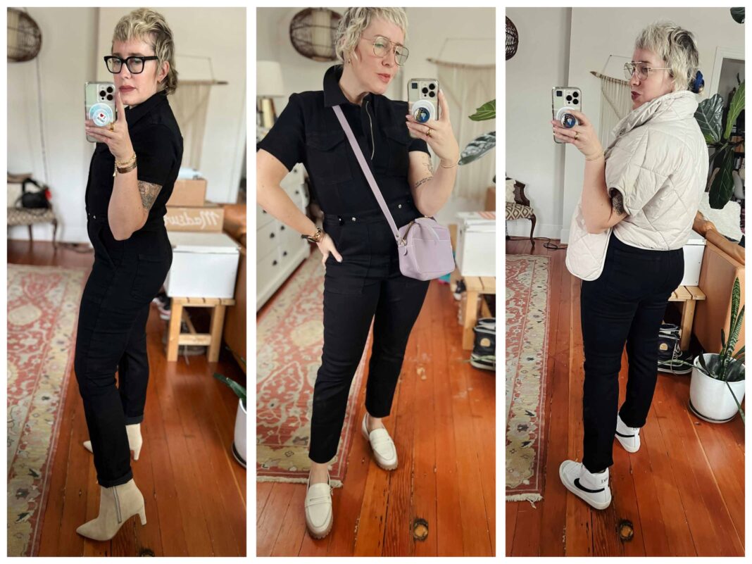 Good American's Fit For Success Jumpsuit has the vibes I've been searching for: fitted, structured & so cute. Deets + the shoes I'm wearing w/ it, inside.