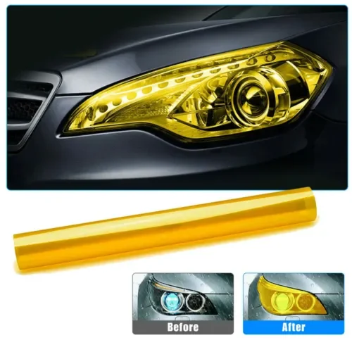 Dronehint 1Pc Gold Gloss Tint Headlight Foglight Vinyl Film Sticker Yellow Car Accessories (For: GMC) Parts