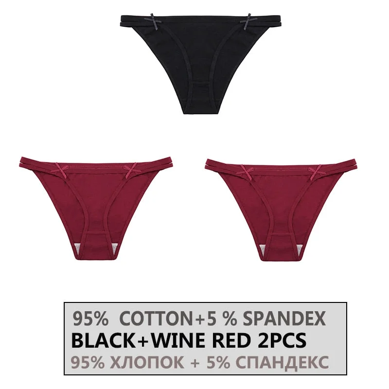 FINETOO 3PCS/Set Women's Cotton Underwear Sexy Lingerie Woman Panties Bownot Female Briefs Low-Rise Underpants 2021 Panties M-XL