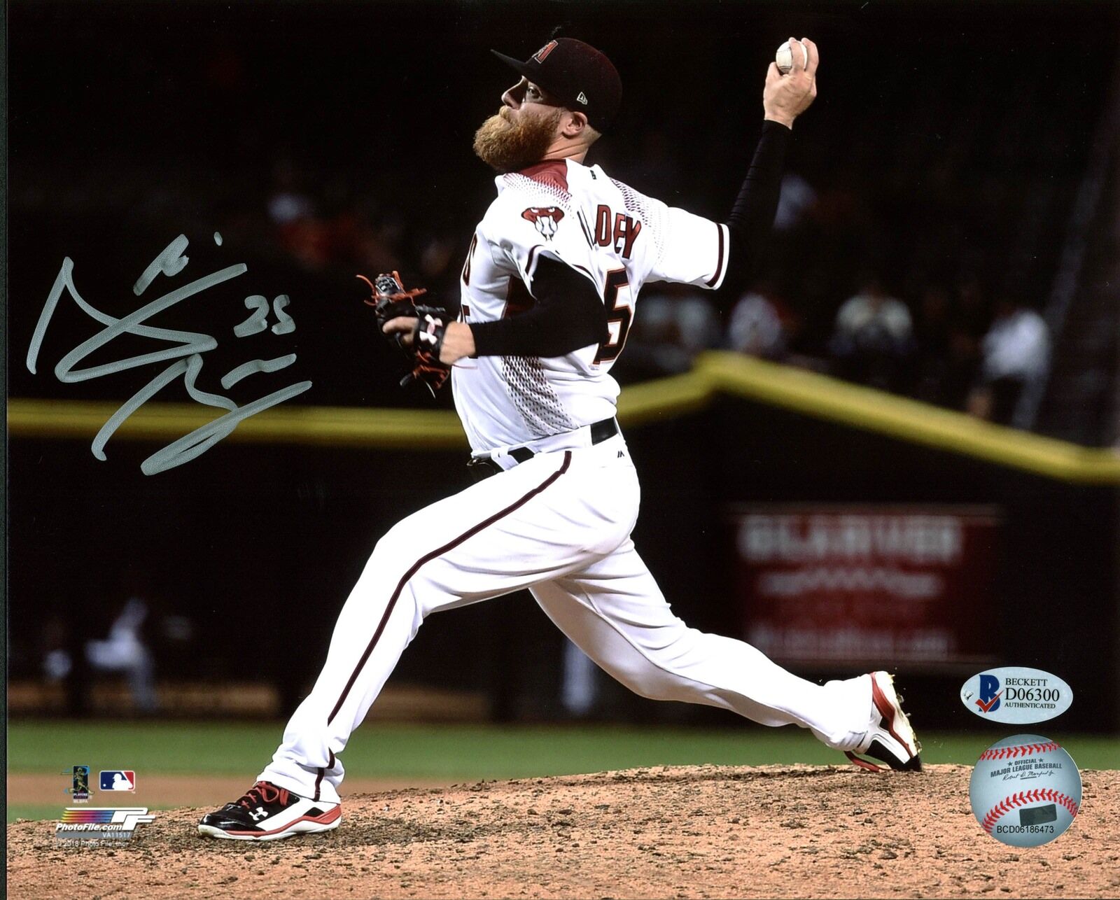D-Backs Archie Bradley Authentic Signed 8x10 Photo Poster painting Horizontal White Jersey BAS