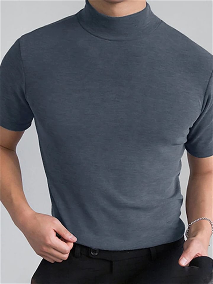 Men's T shirt Tee Plain Stand Collar Street Holiday Short Sleeve Clothing Apparel Fashion Casual Comfortable -vasmok