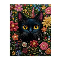 Golden Eye Black Cat - Pearls Painting