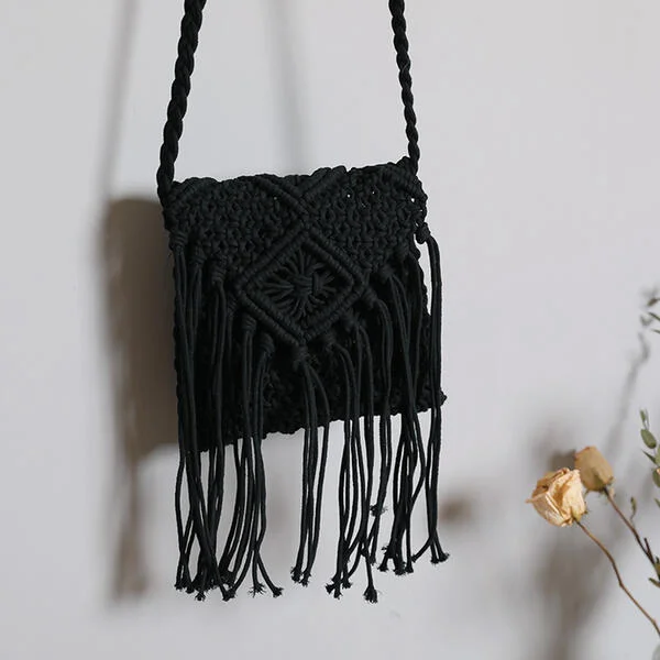 Bohemian Solid Braided Crossbody Beach Bags
