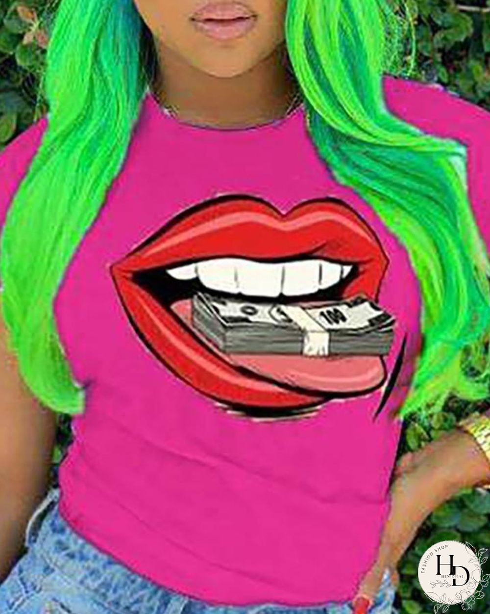 Lip Print Short Sleeve Casual T-shirt P13284