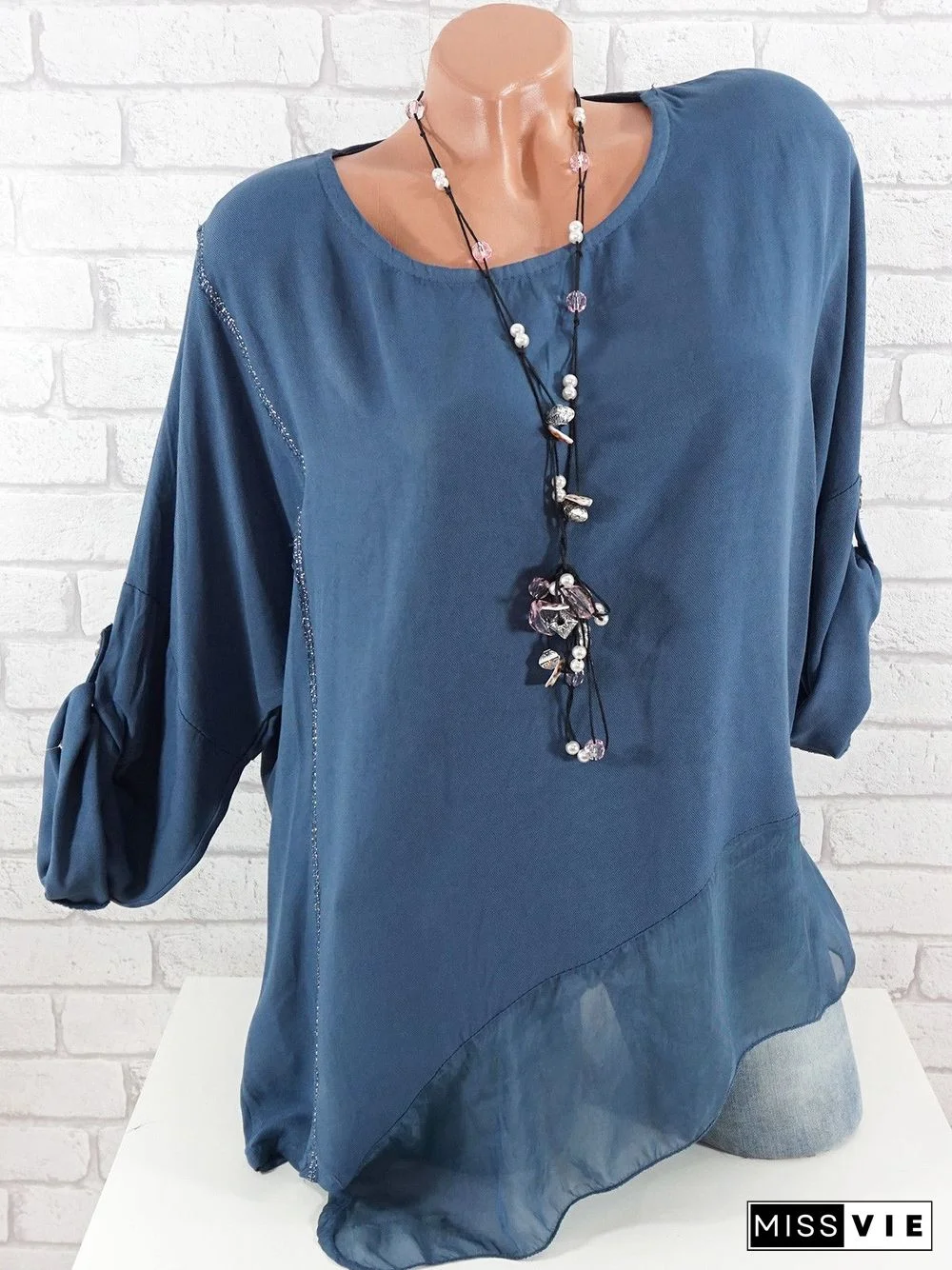 Women Long Sleeve Scoop Neck Printed Tops