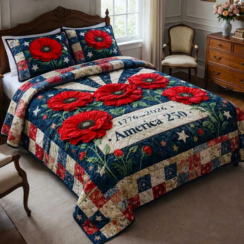 Liberty Poppy 3-Piece Quilted Bedding Set GFTOMA10166