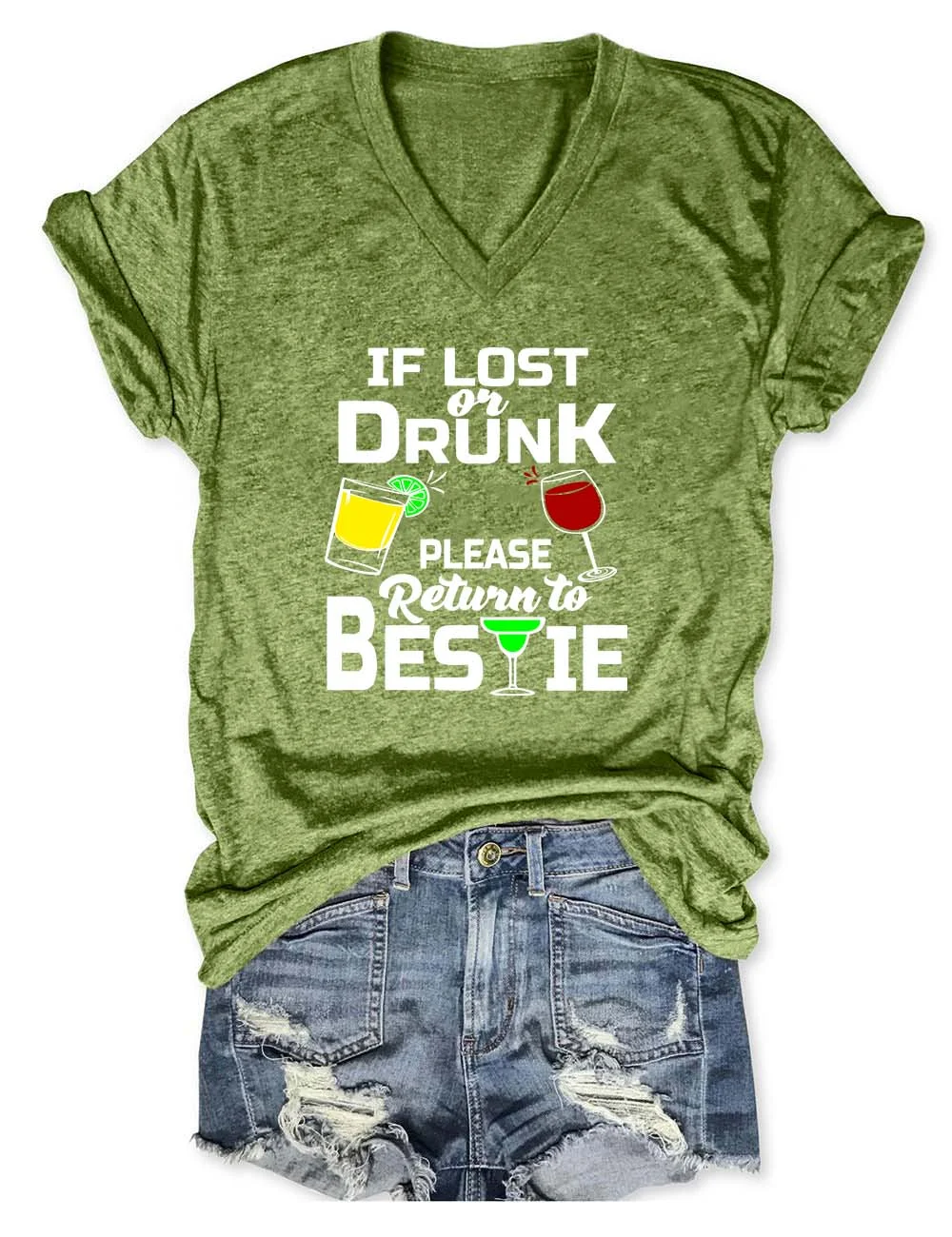 If Lost Or Drunk Please Return To Bestie V-Neck T-Shirt