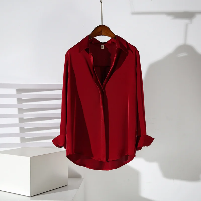 Uveng Uveng Red Dingy Shirt Long Sleeve Commuting Professional Blouse Spring And Autumn Anti- Wrinkling Temperament Shirt Summer