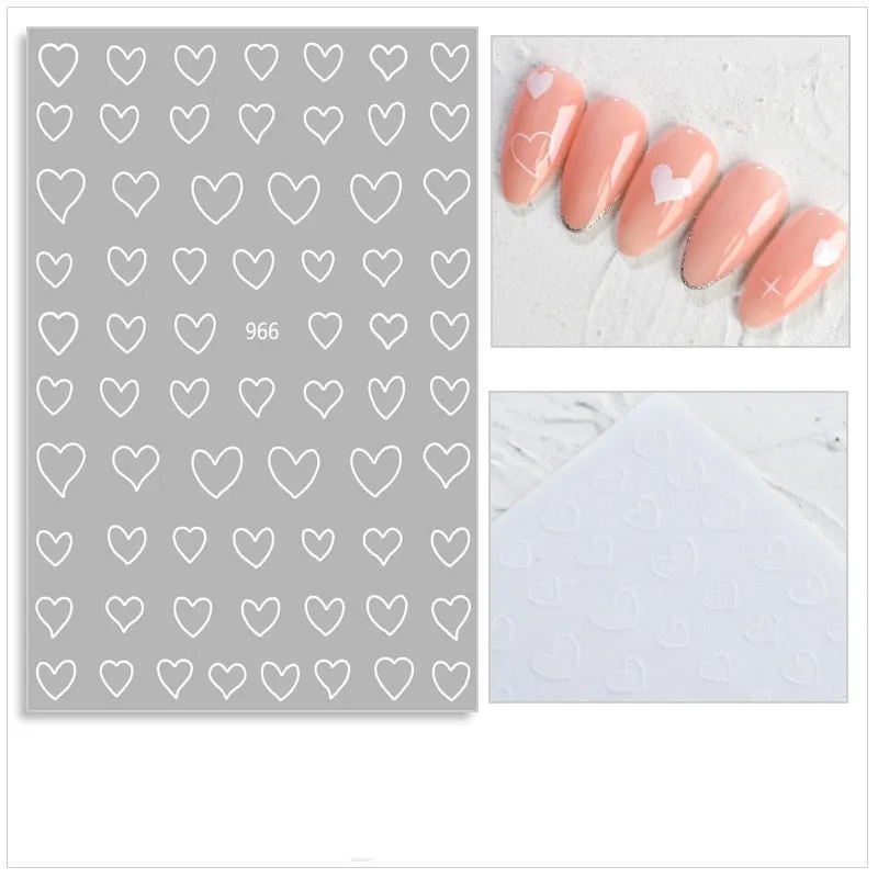 Black Red 3D Nail Sticker Self Adhesive Love Heart Star Butterfly Flower Nail Decals Slider DIY Nail Art Decoration-Nail Inspo