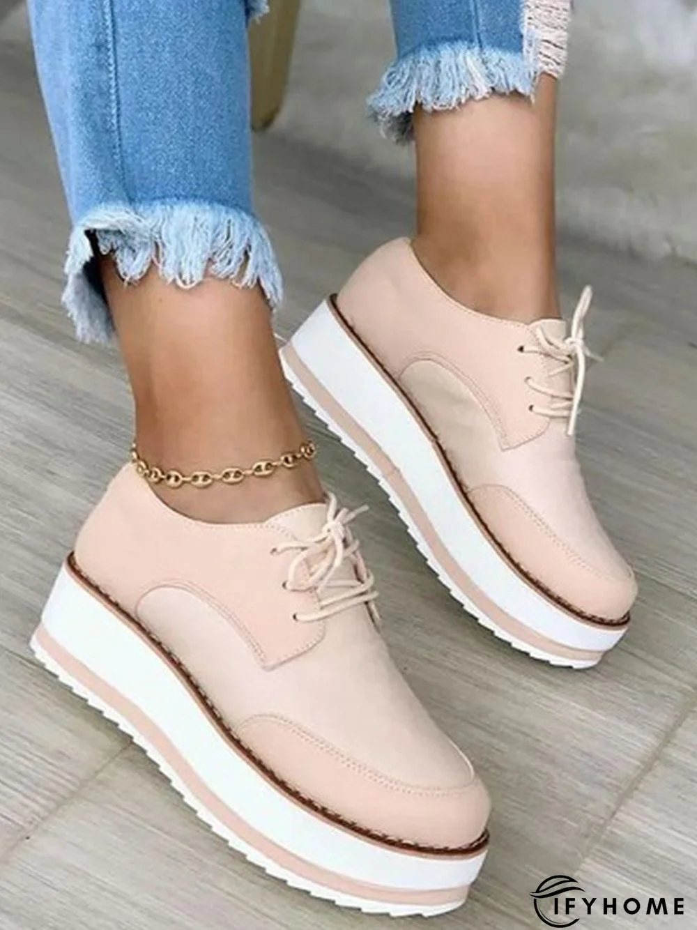 Women's Casual Split Joint Lace-Up Platform Shoes | IFYHOME