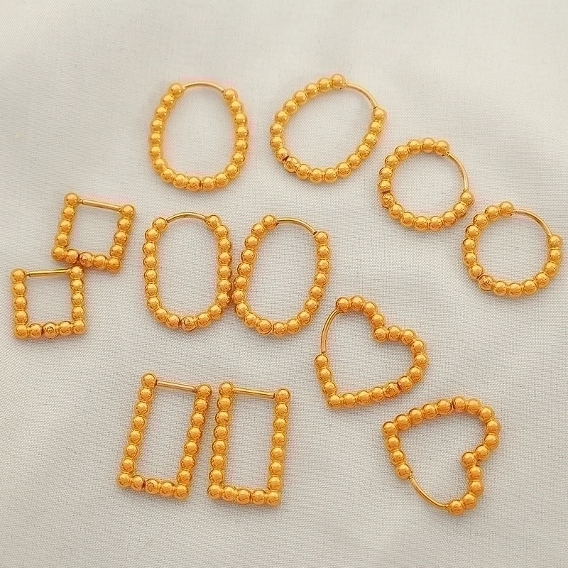 1 Pair Minimalist Geometric Heart Shape Hollow Out Titanium Steel 18K Gold Plated Earrings