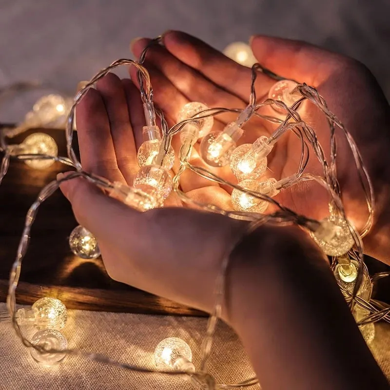 Led String Lights Fairy Bubble Ball Lamp Holiday Lighting Garland Christmas Wedding Party Decoration Ornaments Battery Powered