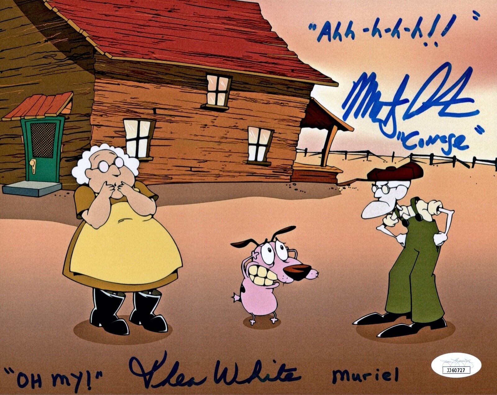 MARTY GRABSTEIN & THEA WHITE Signed COURAGE COWARDLY DOG 8x10 Photo Poster painting JSA COA CERT