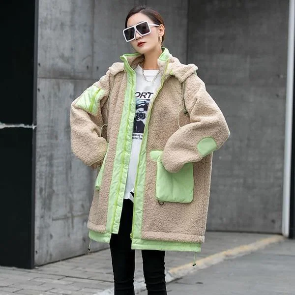 Loose Casual Splicing Pockets Winter Trendy Fashion New