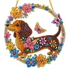 Diamond Art Window Catcher Kit Dachshund Floral Wreath 9.45x9.45in