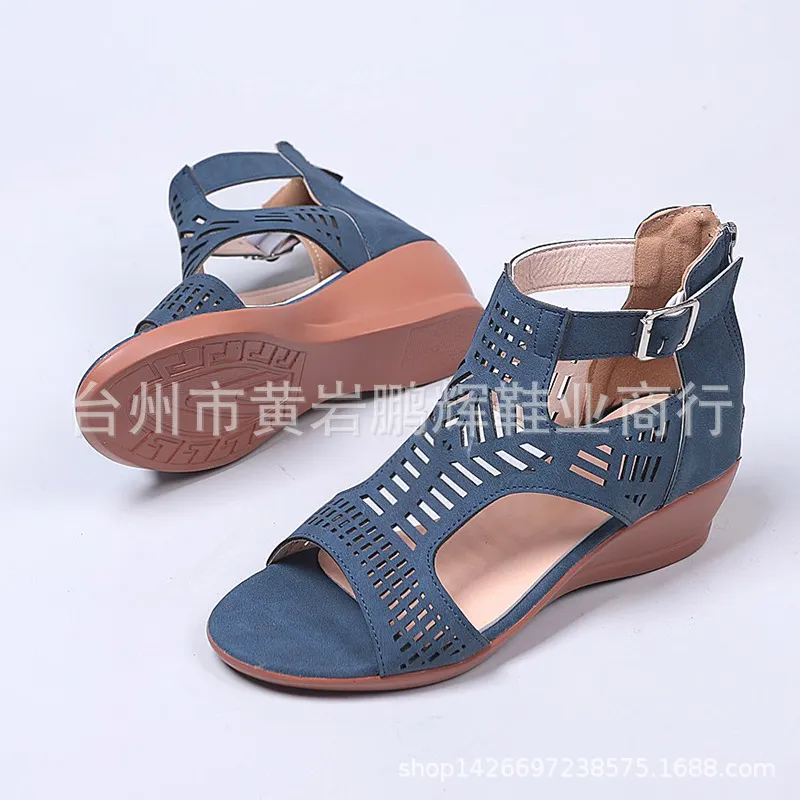 Breakj Breakj Spring And Summer New Shoes Large-Size Women's Shoes Coarse Heel Heel Shoes Hollow Fish Mouth Sandals Women