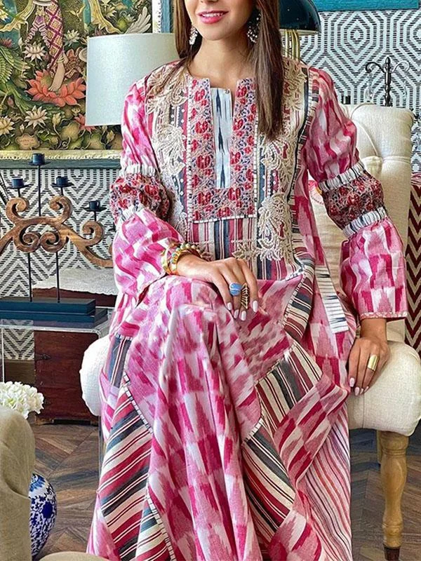 Beautiful pink printed maxi dress
