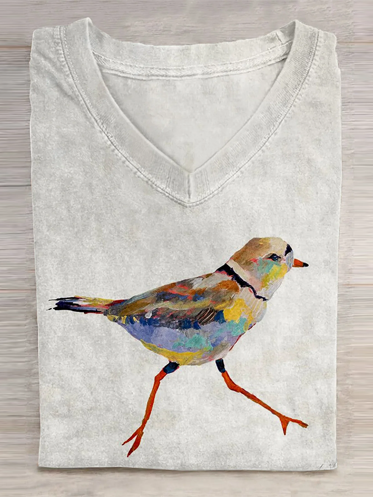 Comstylish Women's Bird Art Print Casual T-Shirt