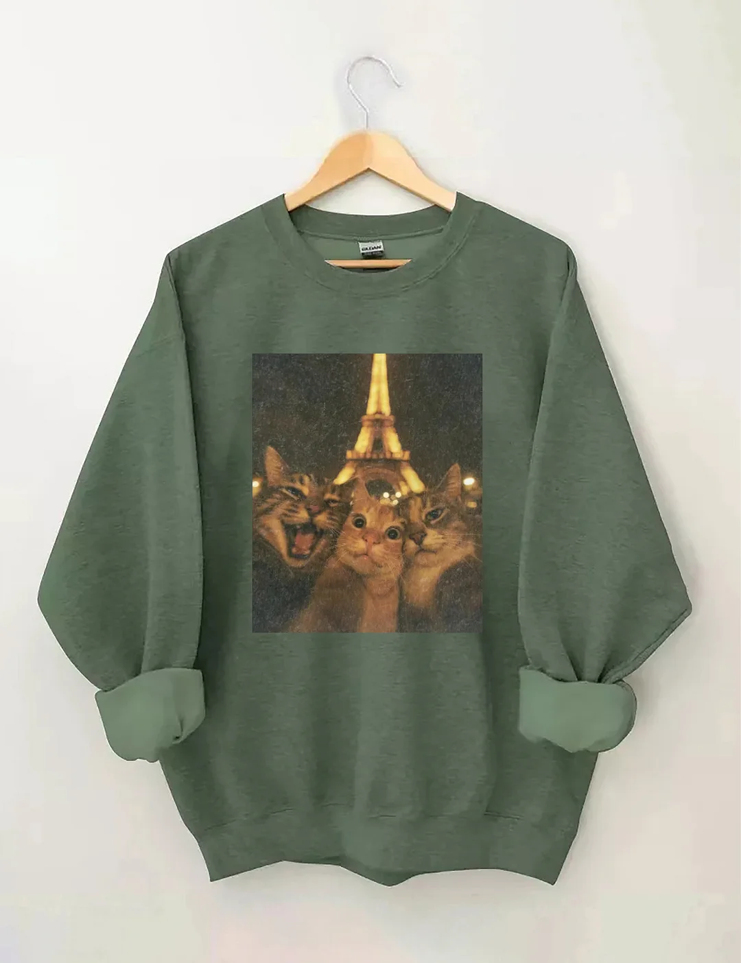 Cat Taking Selfie With Eiffel Tower Funny Sweatshirt