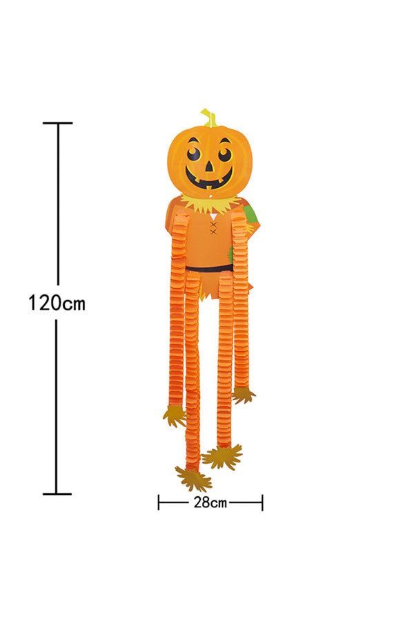 Funny Elastic Pumpkin Paper Ornaments For Halloween Party Decor Yellow-elleschic