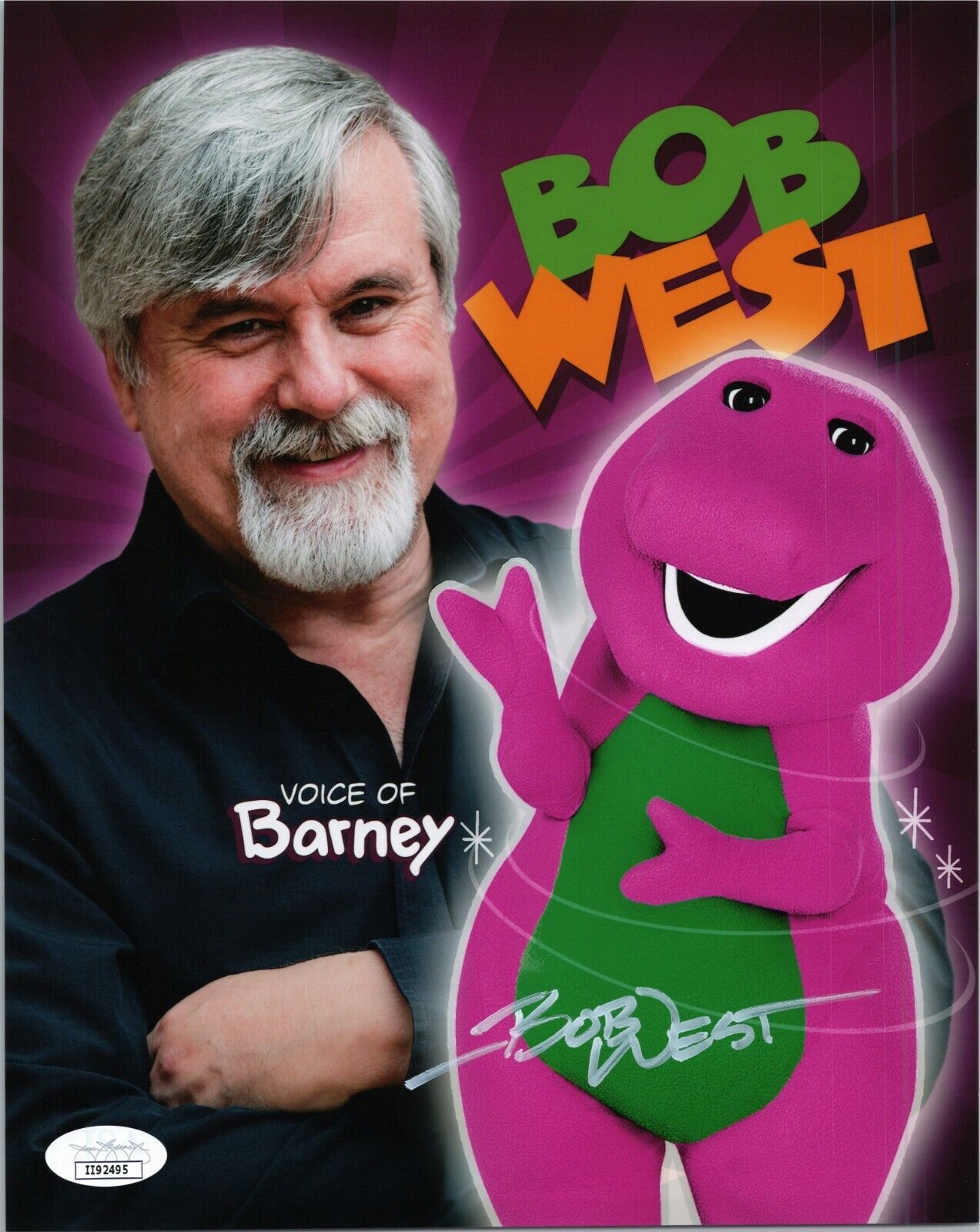 BOB WEST Authentic Hand-Signed BARNEY THE DINOSAUR