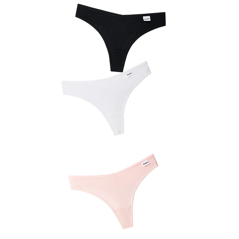 3PCS/Set G-string Panties Cotton Women's Underwear Sexy Panties Female Underpants Thong Solid Color Panty Lingerie T Back Design