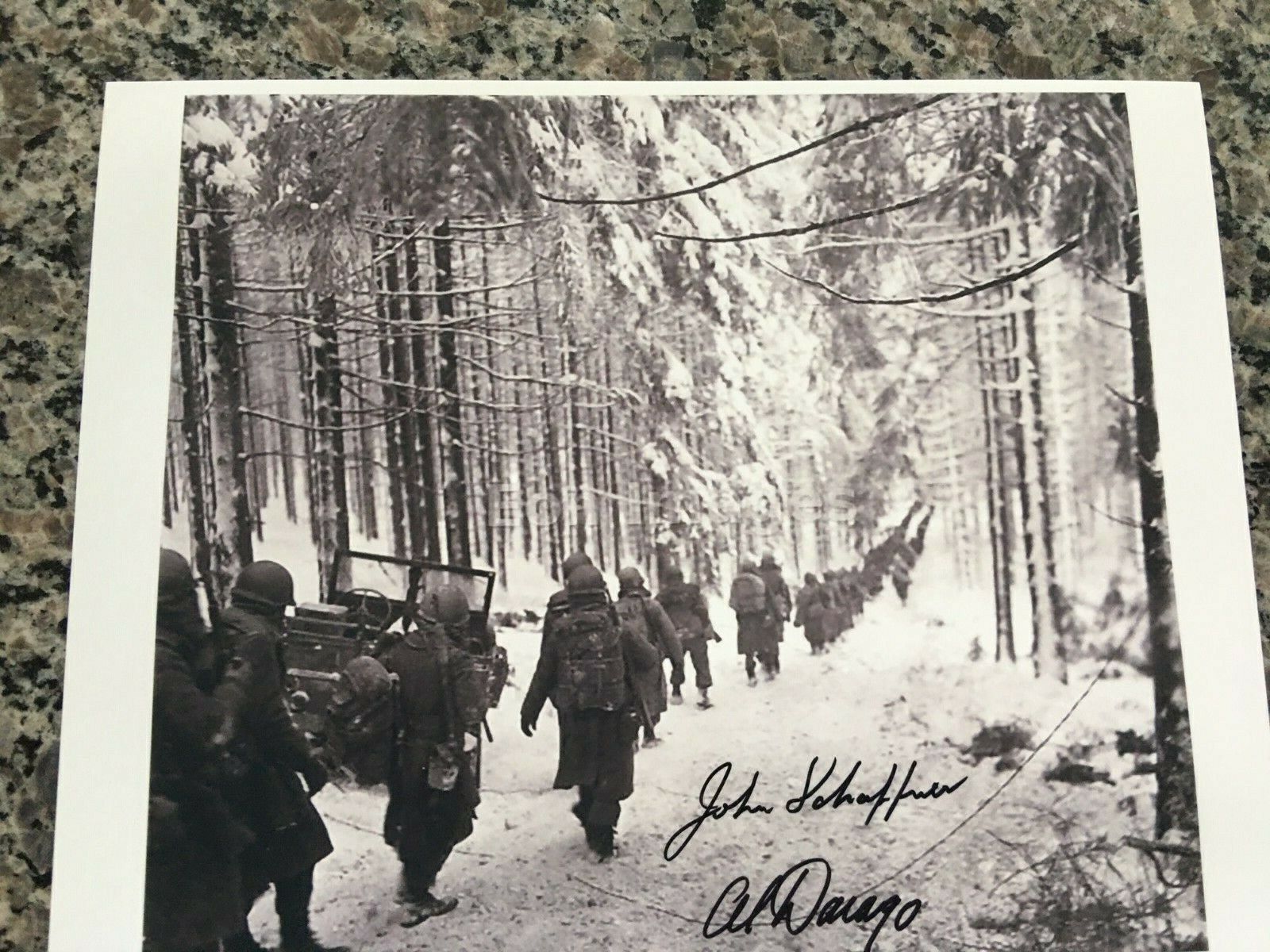 AL DARAGO & JOHN SCHAFFNER BATTLE OF THE BULGE VETERANS RARE SIGNED Photo Poster painting