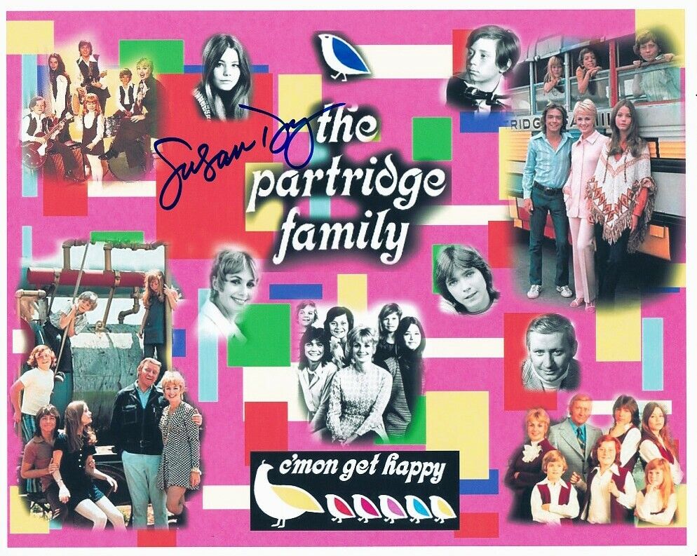 SUSAN DEY signed THE PARTRIDGE FAMILY 8x10 w/ coa CAST MONTAGE INCL FAMOUS BUS