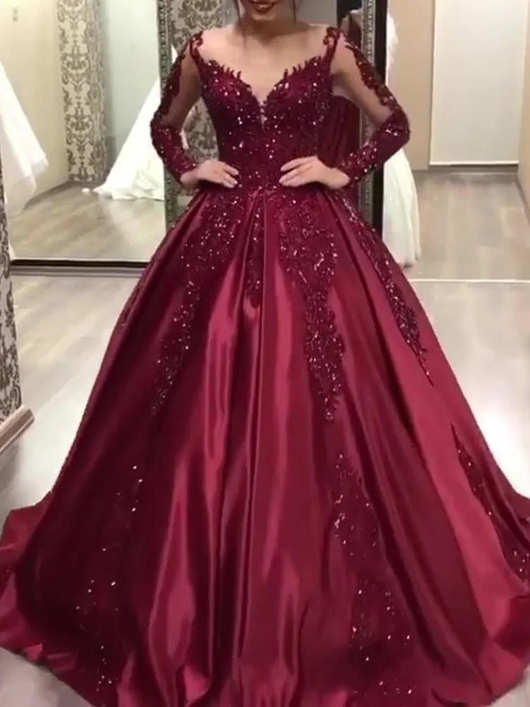 Promsstyle Promsstyle Gorgeous sequin long sleeve princess dress Prom Dress 2023