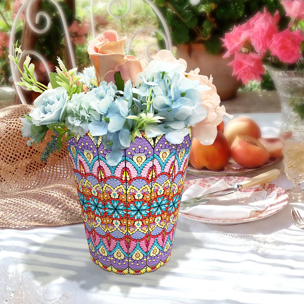 Desktop Diamond Art Flower Arrangement Vase for Home Office Decor (Flower)