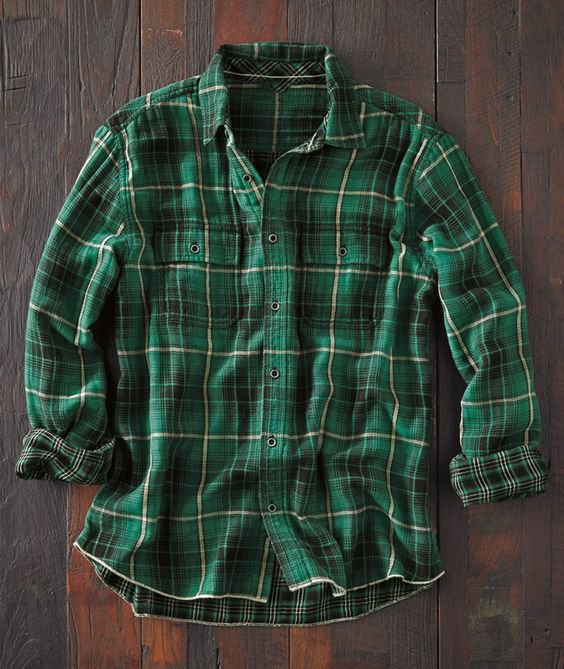 Men's casual retro check long-sleeved shirt