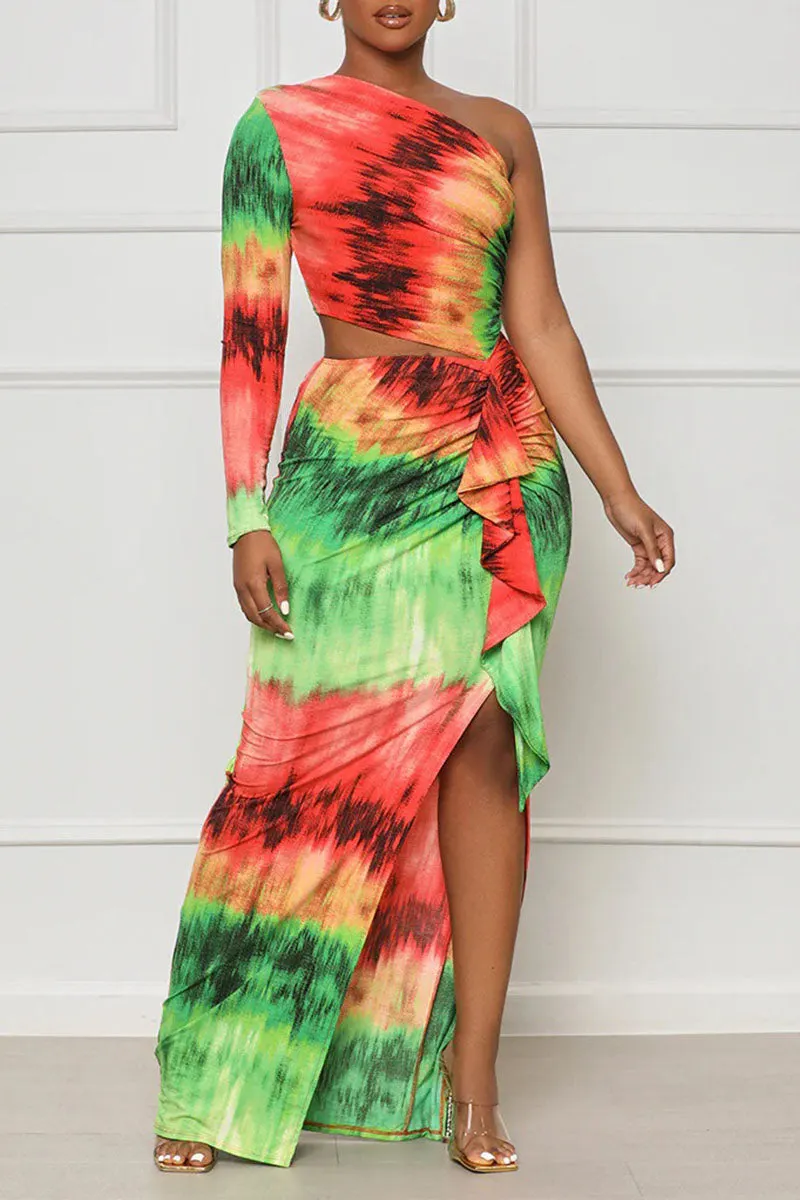 Sexy Solid Hollowed Out Slit Oblique Collar Irregular Dresses main image 1