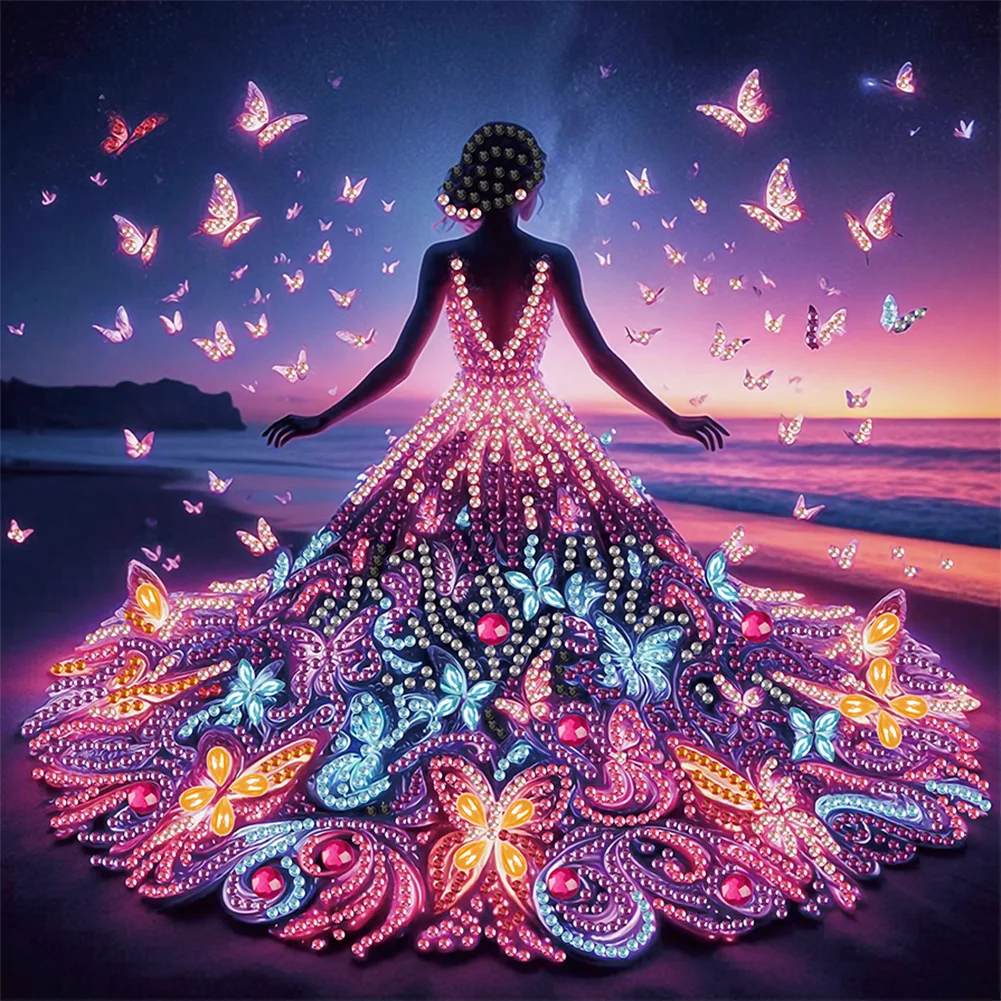 Partial Special-shaped Crystal Rhinestone Diamond Painting - Beautiful Skirt Girl(Canvas|30*30cm)