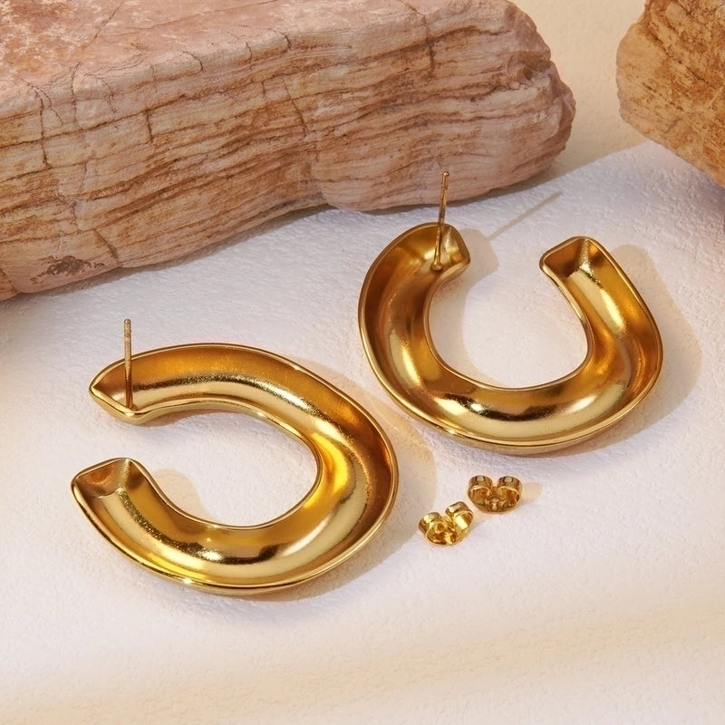 1 Pair Classic Style Asymmetrical Plating Hollow Out 304 Stainless Steel Imitation Gold  Ear Studs