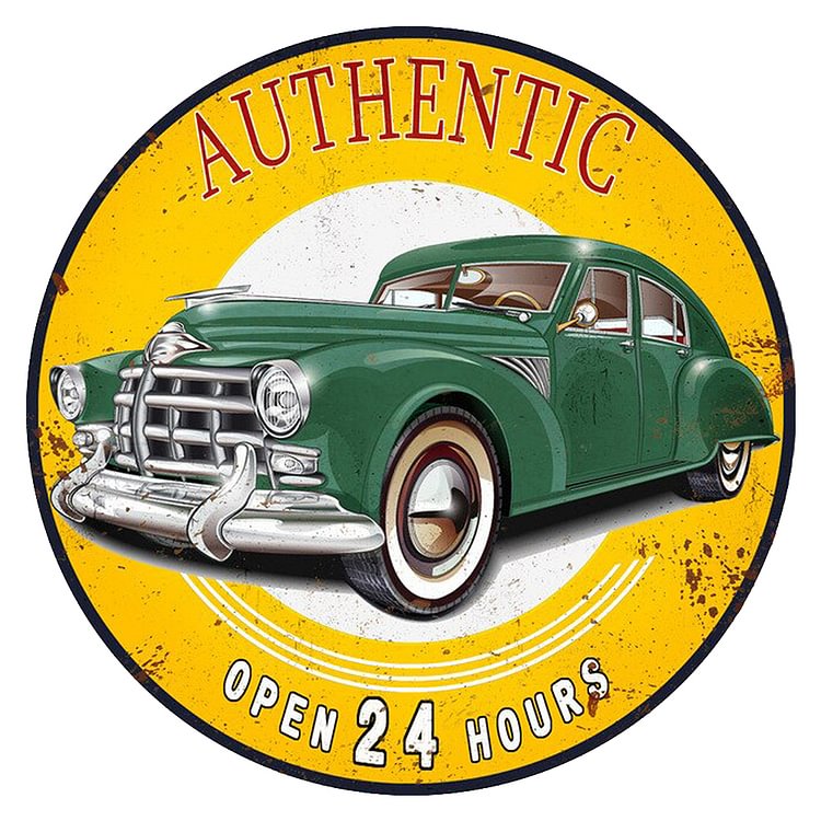 30*30cm - Car - Round Tin Signs/Wooden Signs