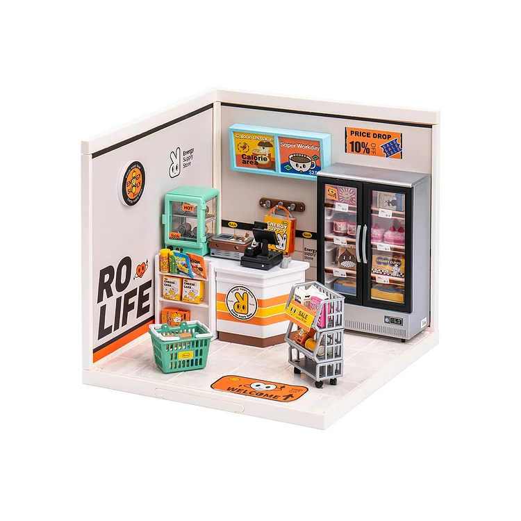 Rolife Super Creator Energy Supply Store Plastic DIY Miniature House Kit DW002 | Robotime Canada