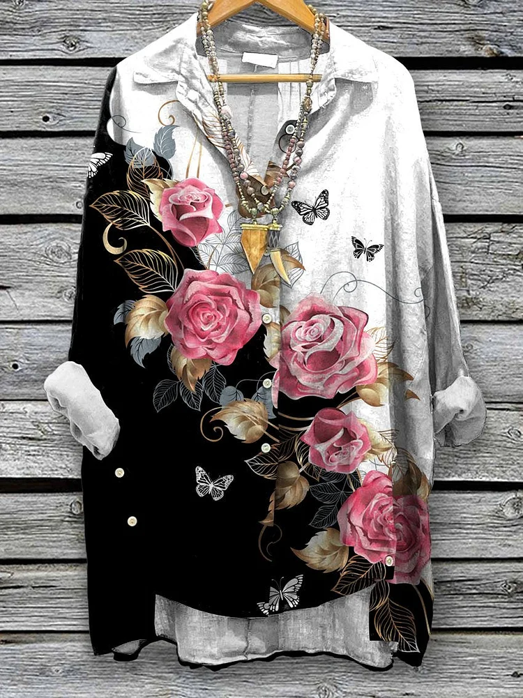 Women's Flower Art Print Casual shirt