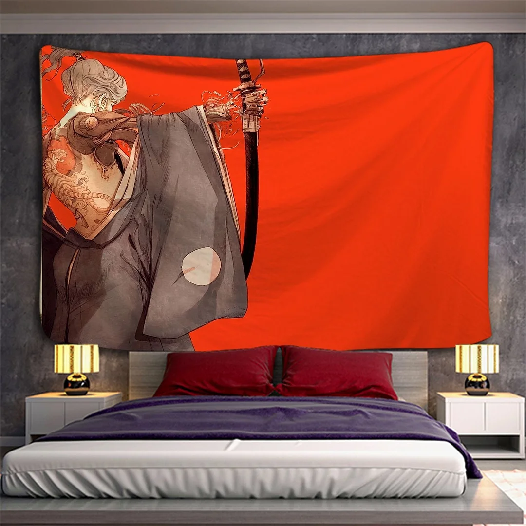 Aikido Armor Bushido Katana Battle Psychedelic Tapestry Wall Hanging Room Carpet Dorm Tapestries Art Home Decoration Accessories