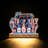 Independence Day DIY Acrylic Diamond Painting Night Light for Adults Beginner Diamond Art Table Lamp with Wooden Base for Woman Man Desk Bedroom Tabletop Decor
