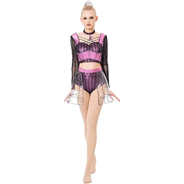 Katherine Howard Costume Six The Musical Cosplay Sexy Top Skirt Outfit for Womens Girls Purple X-Small
