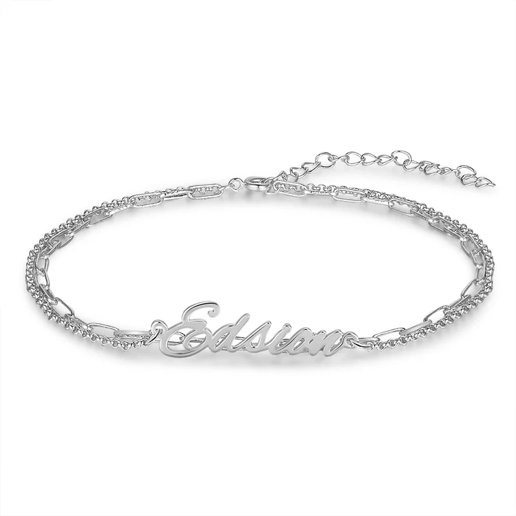 Personalized Name Anklet Custom Double Chain Anklet for Women