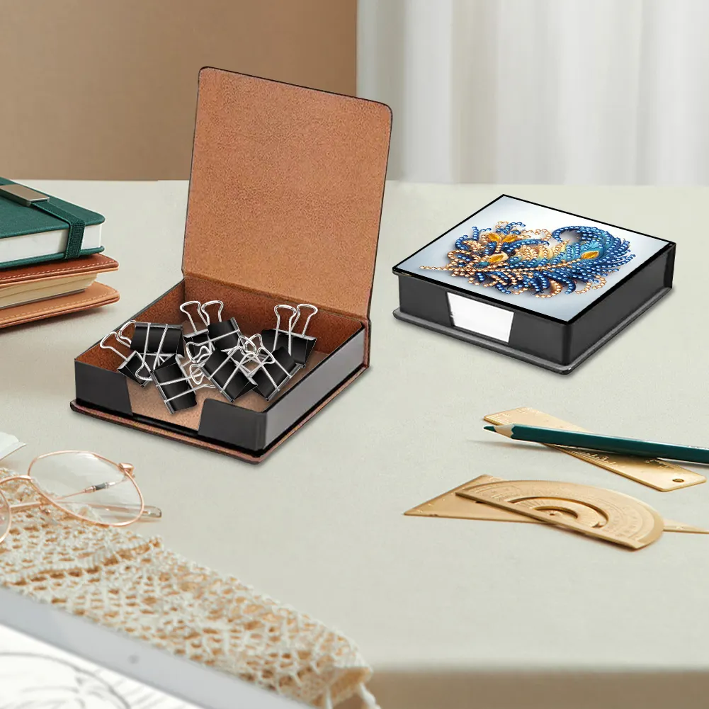 Feathers PU Diamond Painting Notecard Box 5D DIY Diamond Art Note Box
