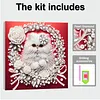 Kit de peinture en perles en forme sp&eacute;ciale pour chat blanc DIY avec un cadre 25x25cm