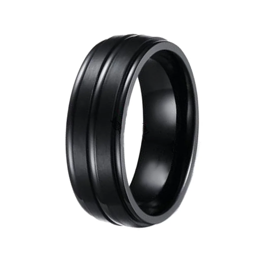 6MM 8MM Tungsten Mens Rings Black Brushed Finished Center Grooved Width Comfort